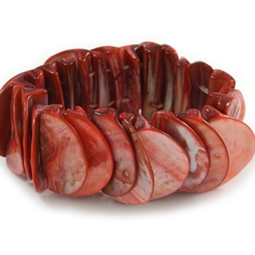 Vintage Abalone Shell Stretchy Statement Bracelet… - image 1